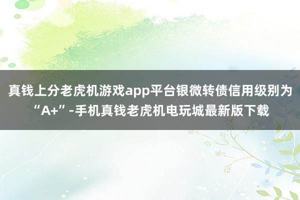 真钱上分老虎机游戏app平台银微转债信用级别为“A+”-手机真钱老虎机电玩城最新版下载